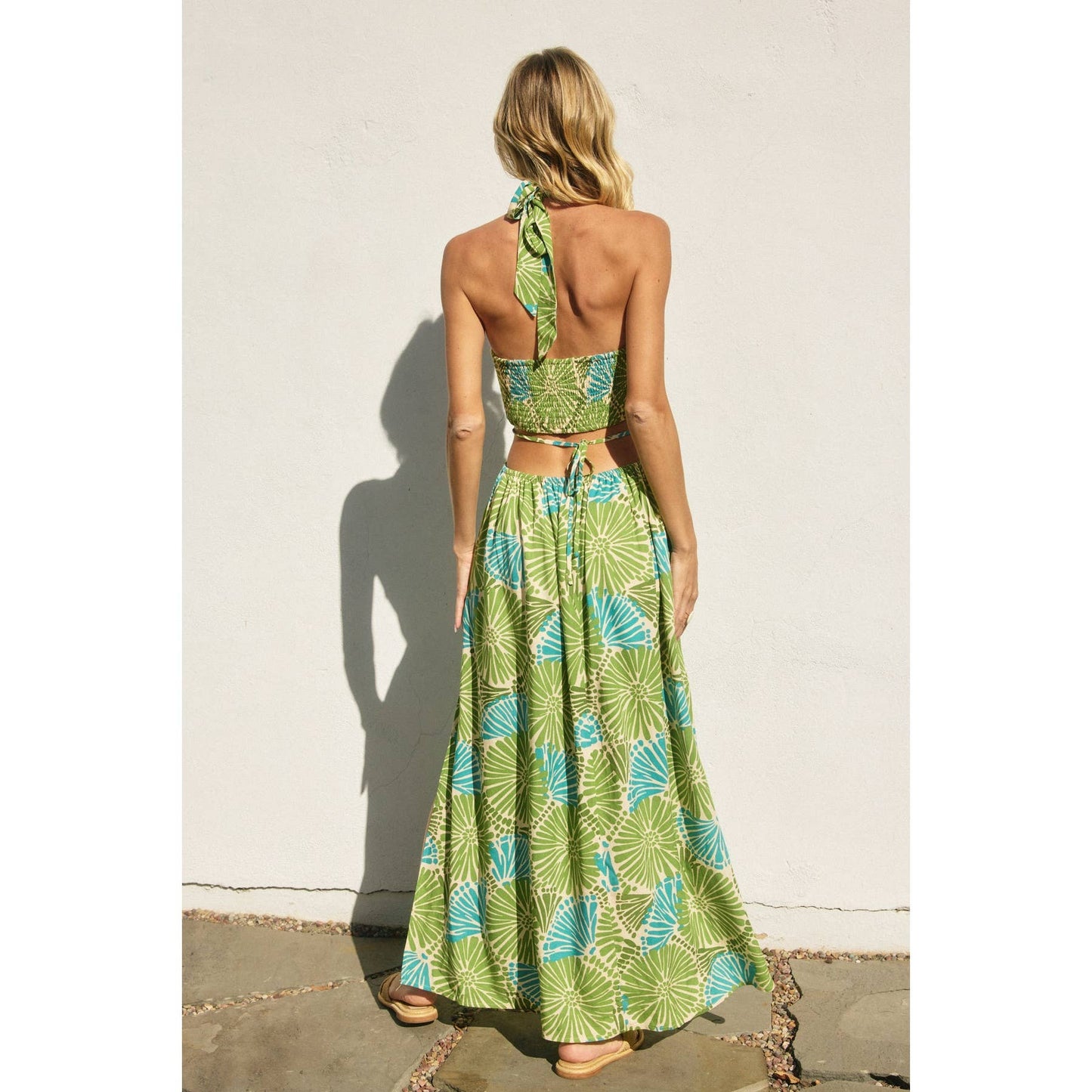 Feels Like Summer Halter Neck O Ring Cutout Maxi Dress: OASIS GREEN / FD12492-P1736_1
