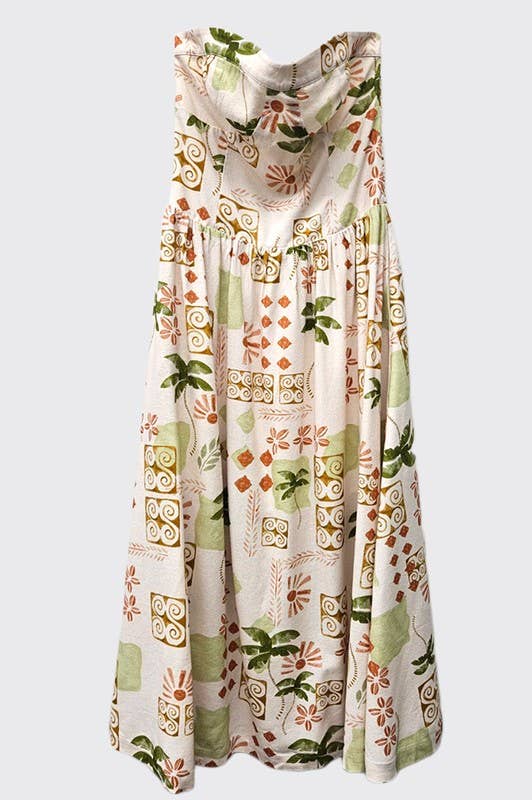 Printed Midi Tube Dress: Cream IM8543