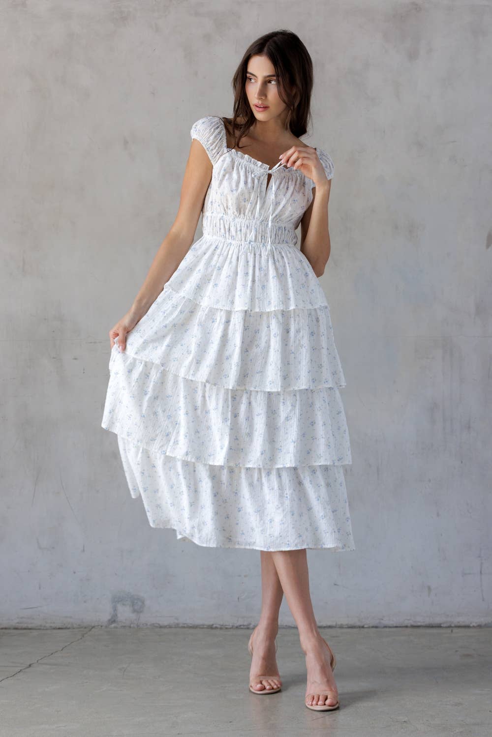 JD7557-WHITE BLUE FL: WHITE /BLUE FL