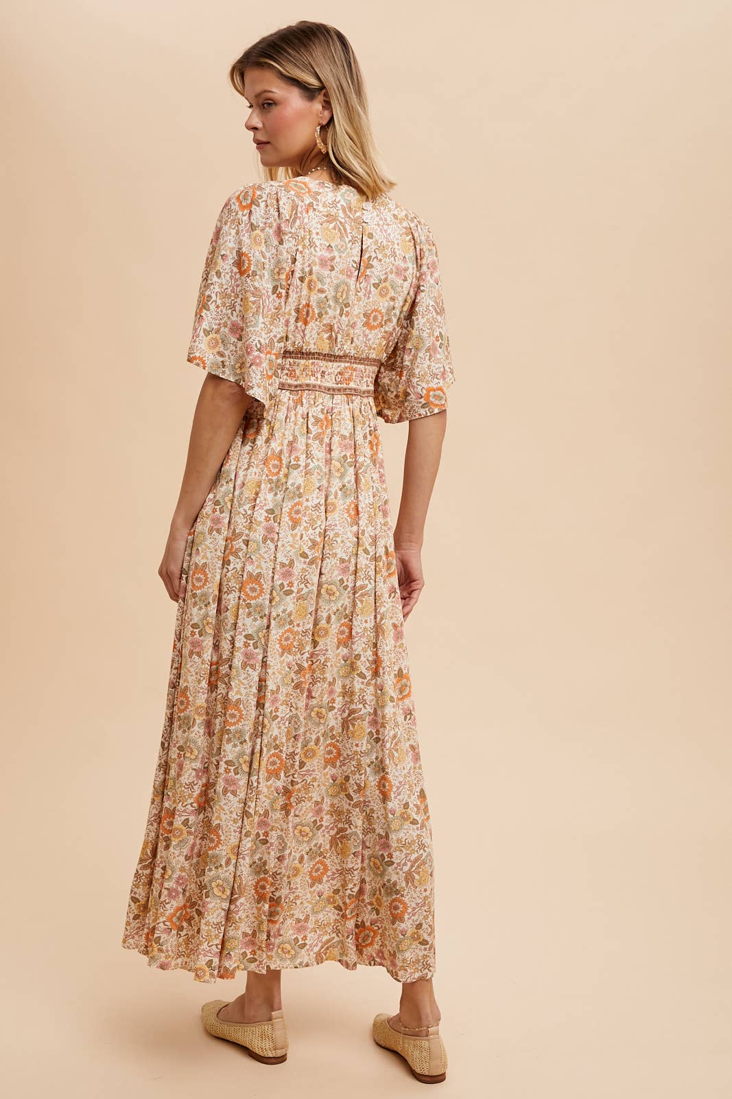 BORDER PRINT FLUTTER SLEEVE MAXI: MIDNIGHT / ILD5756