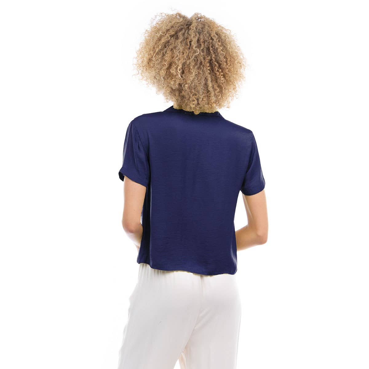 Notched Collar Crop Blouse: YALE / SB119449-B