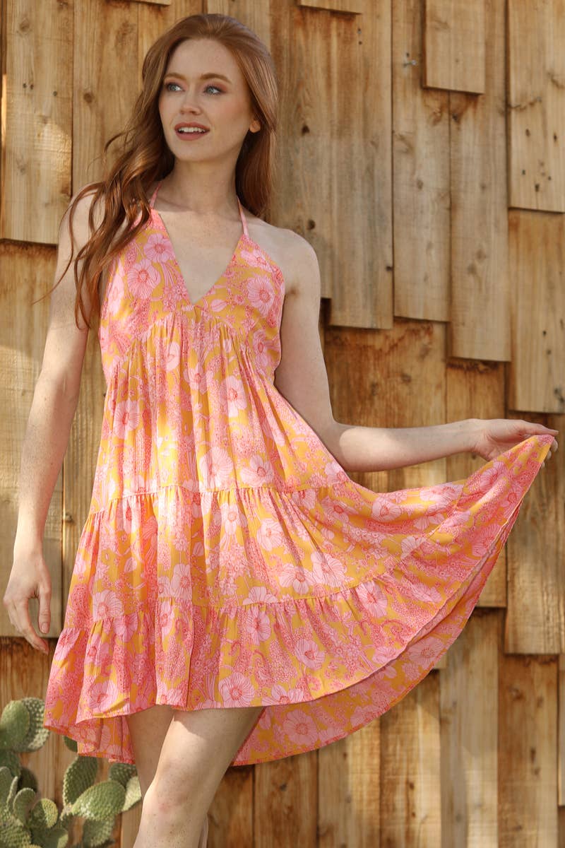 F4K68-A798 V NECK HALTER SUNDRESS