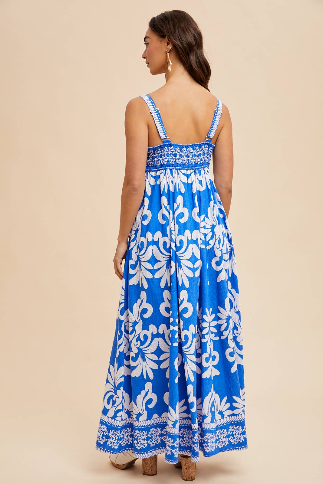 RESORT BORDER PRINT MAXI DRESS: BRAN / ILD6257
