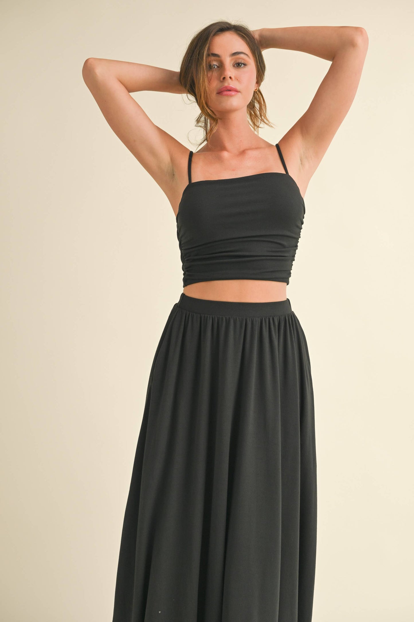 💖Only Skirt 💖ST5710 SLEEVELESS CROP TOP WITH BALLOON MAXI SKIRT