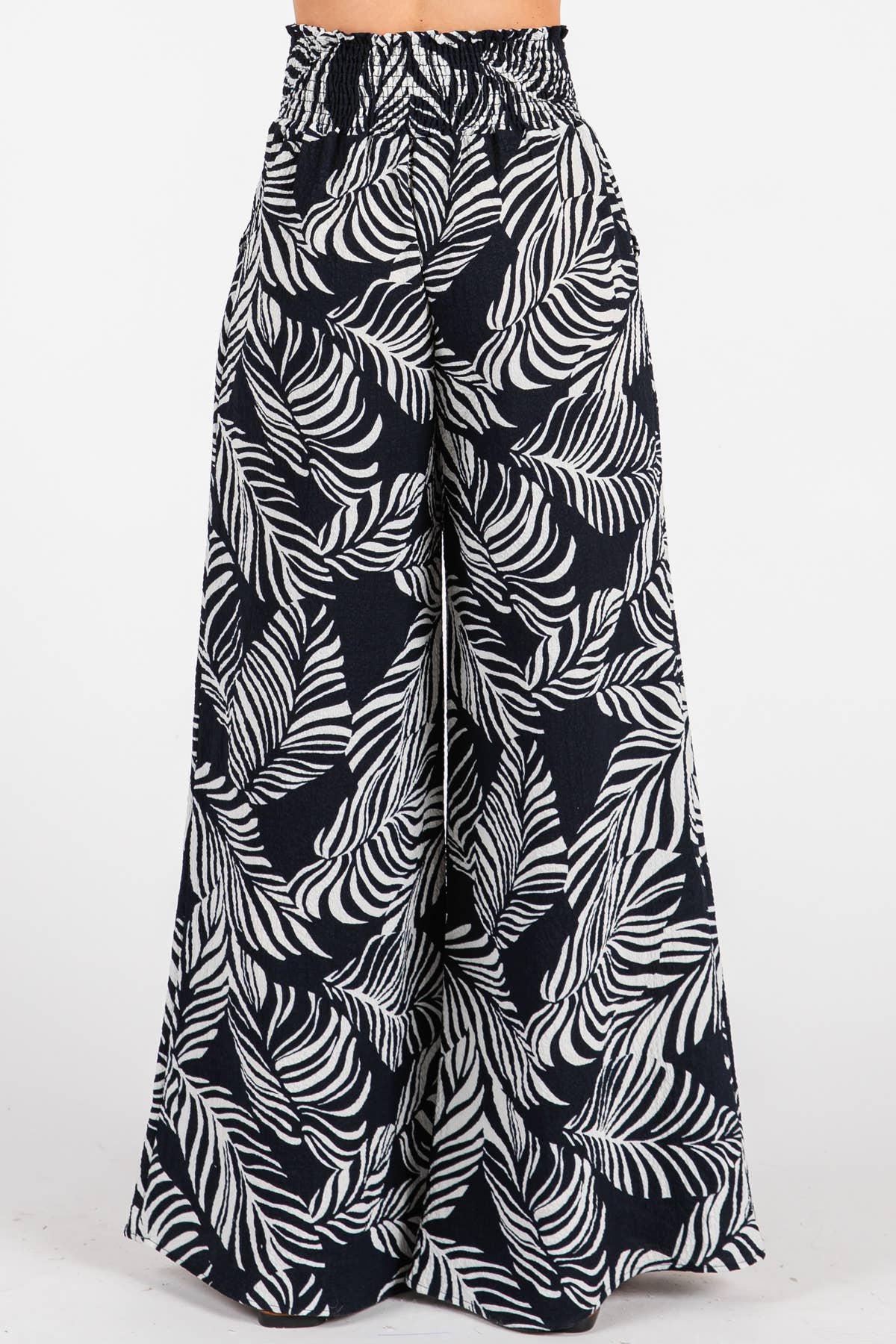 Print Wide Leg Pants - VNP70263B6: Navy/ White