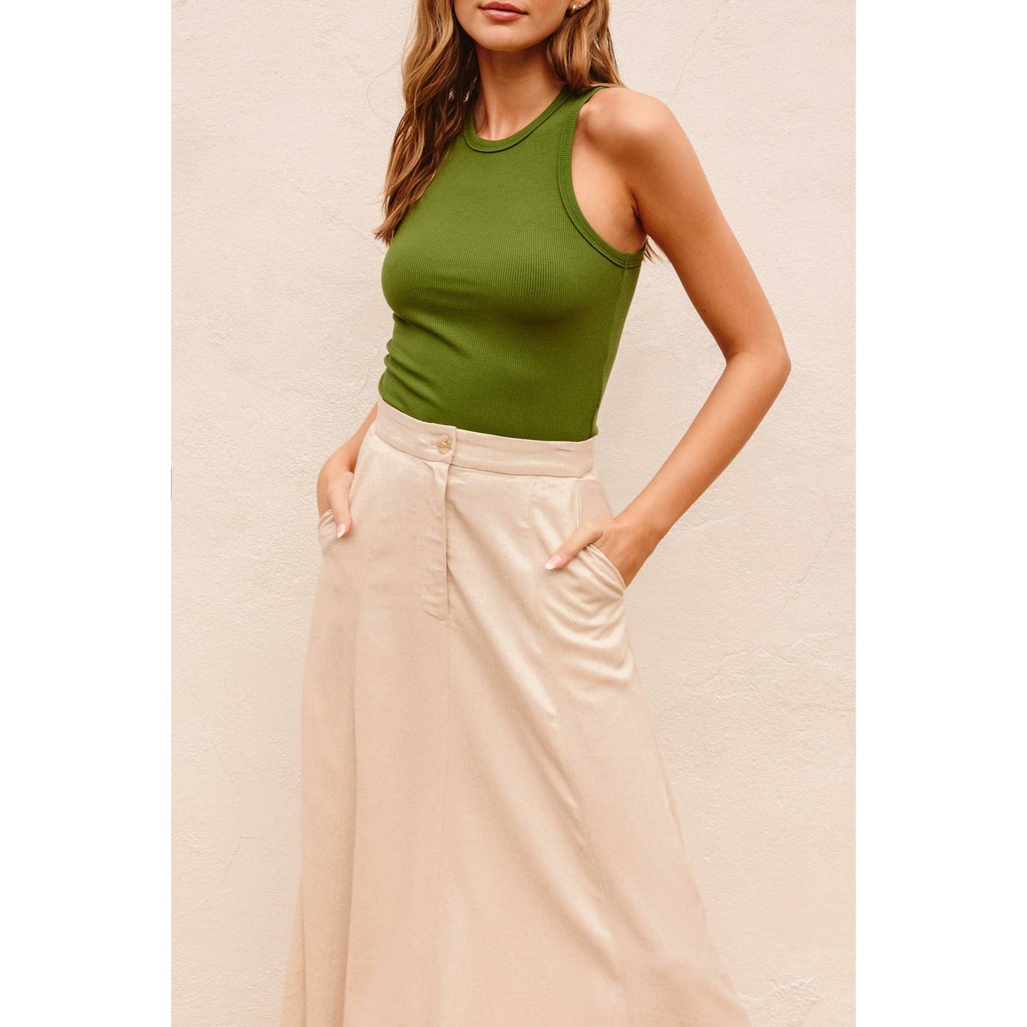 FT10597-P1364_2 Ribbed Racerback Tank Top: OLIVE