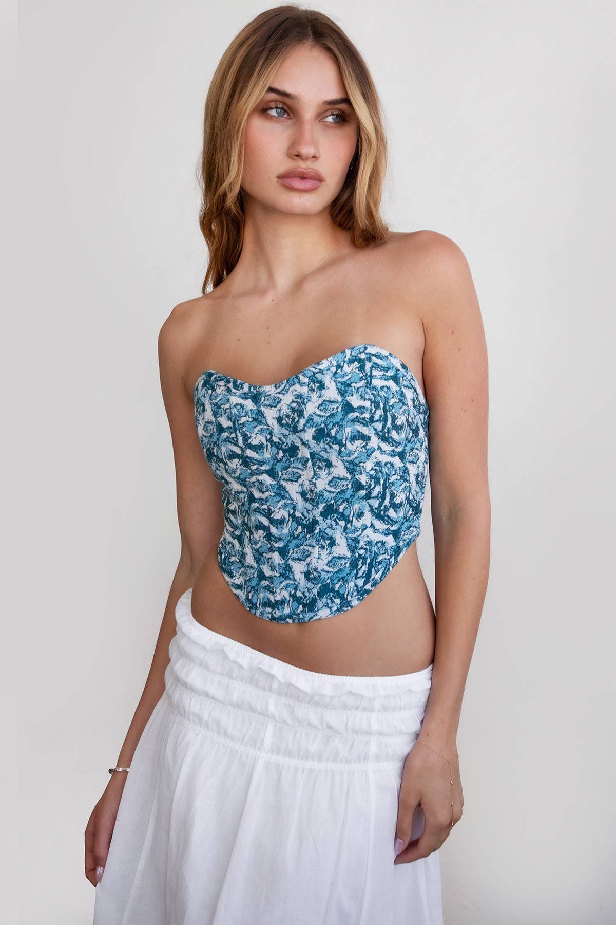 BRANDY Tapestry Print Corset TA30481-BRIAR-BLUE