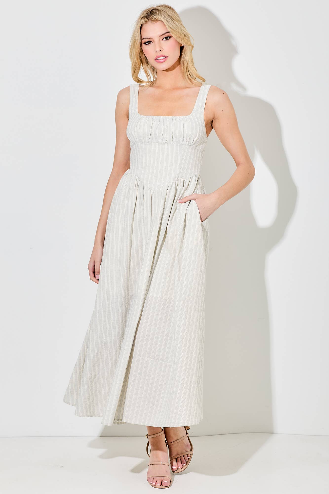 STRIPE MIDI DRESS: BLACK / BD5992