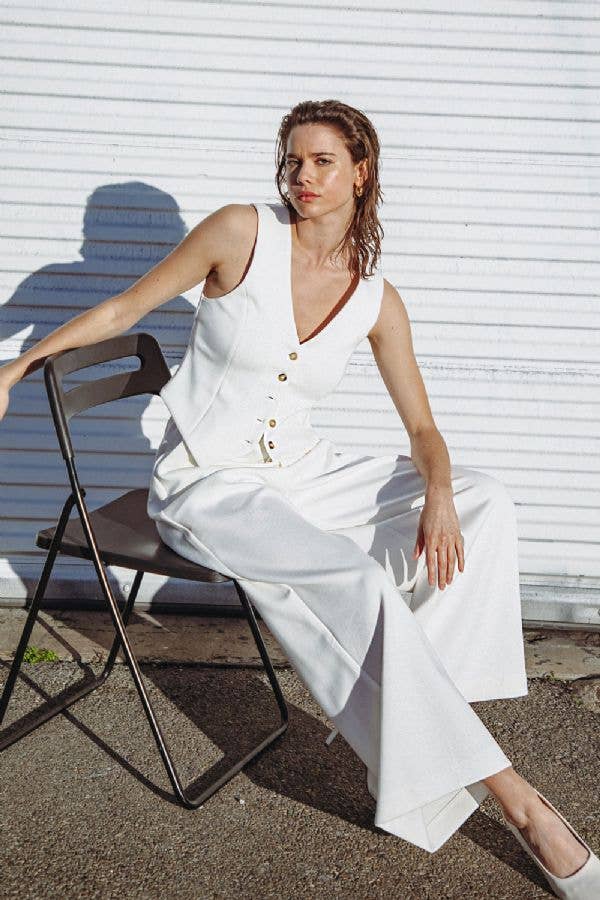A ponti knit vest - FJ1010 WHITE: Off-White