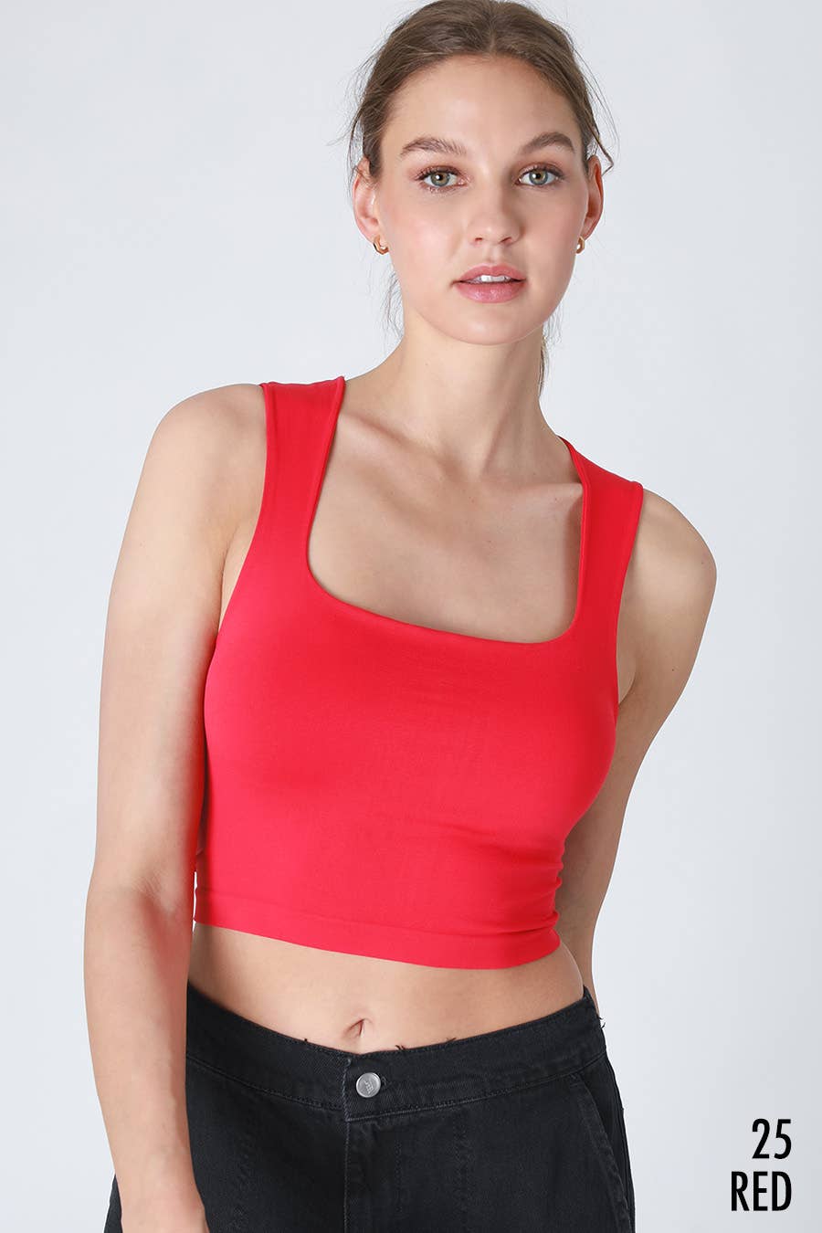 NS8252- Clean Line Square Neck Top: 07 White