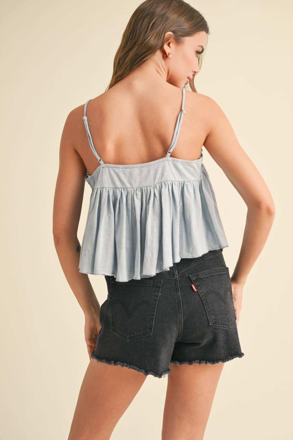 T4101 CROCHET CONTRASTED TANK TOP: CHARCOAL