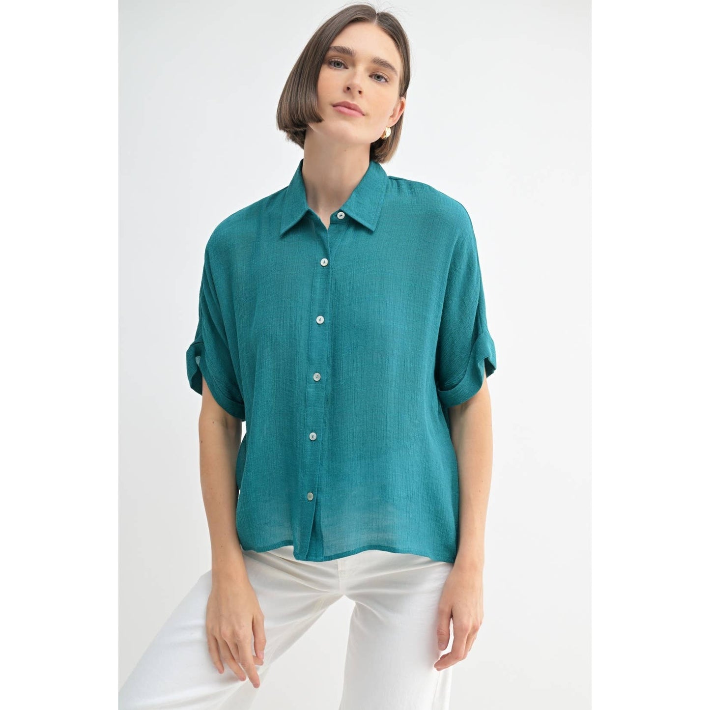 SHORT SLEEVE COLLAR SHIRT: Azurite / FT62936