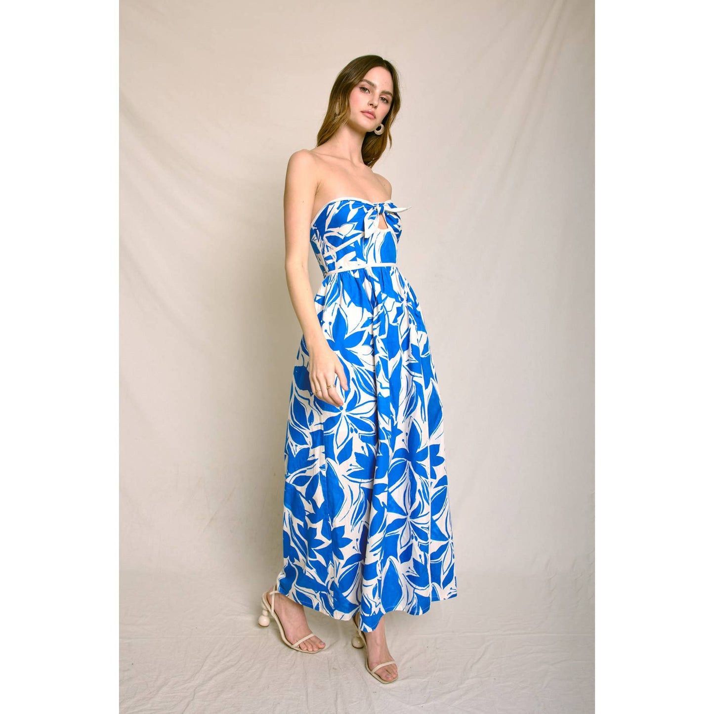 Mykonos Strapless Contrast Binding Maxi Dress: CAPRI BLUE / FD12745-P2065