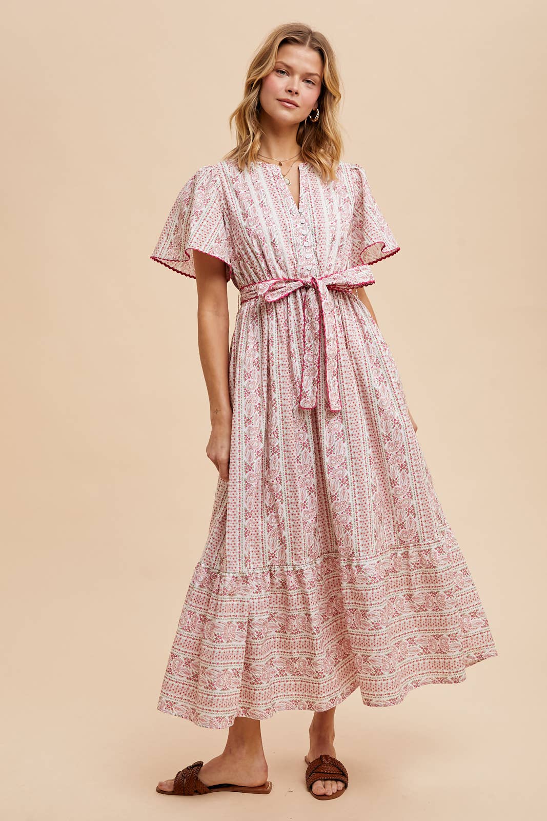 FLORAL FLUTTER SLEEVE MAXI: LEMONGRASS / ILD6141