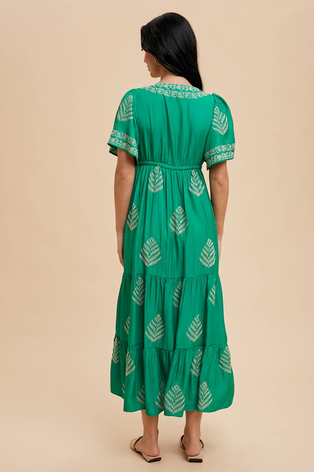 ALL OVER EMBROIDERED MAXI DRESS: SPRING GREEN / ILD5578