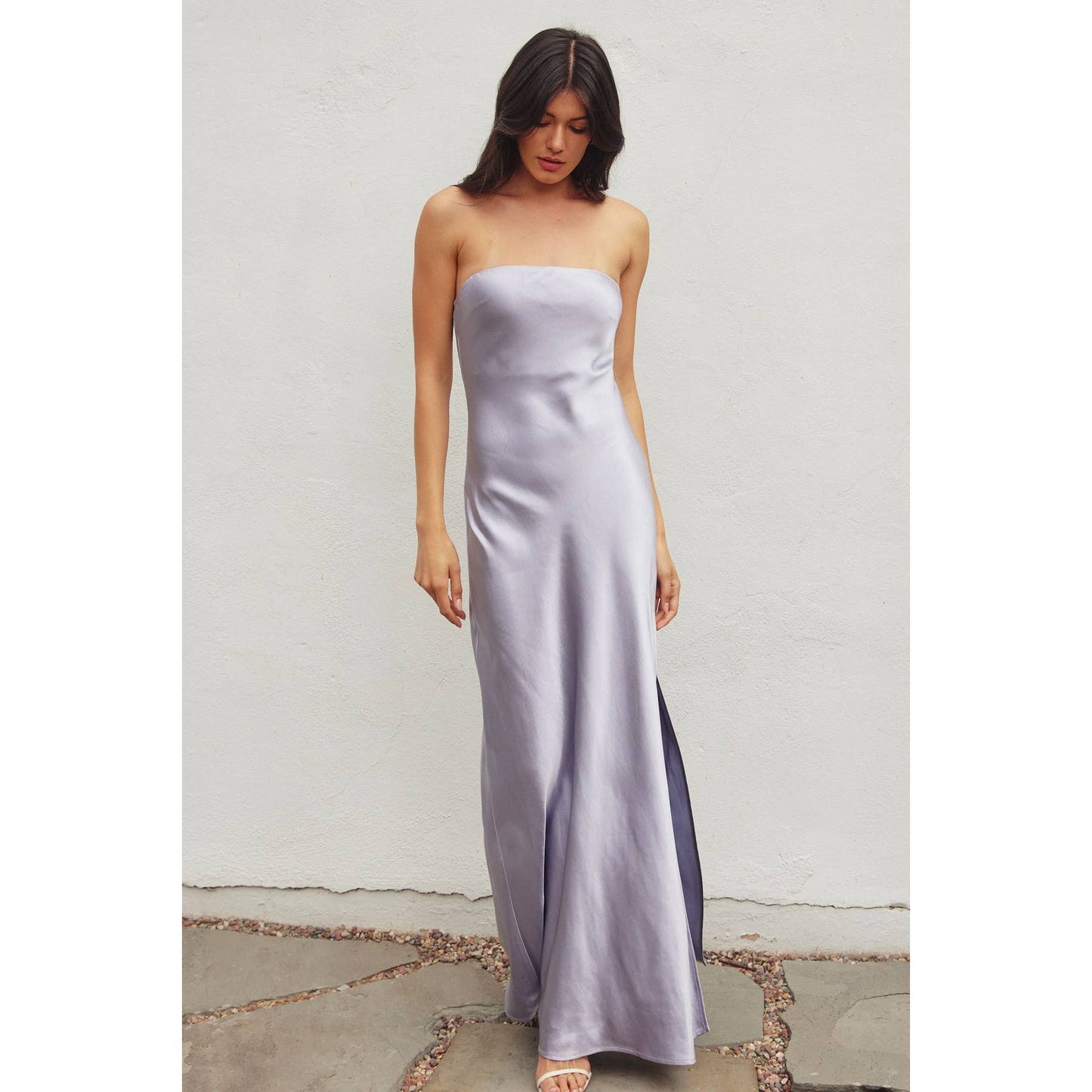 Valentine's Day Going Out Strapless Bias Cut Maxi Dress: ICE LAVENDER / FD11771-CP112_4