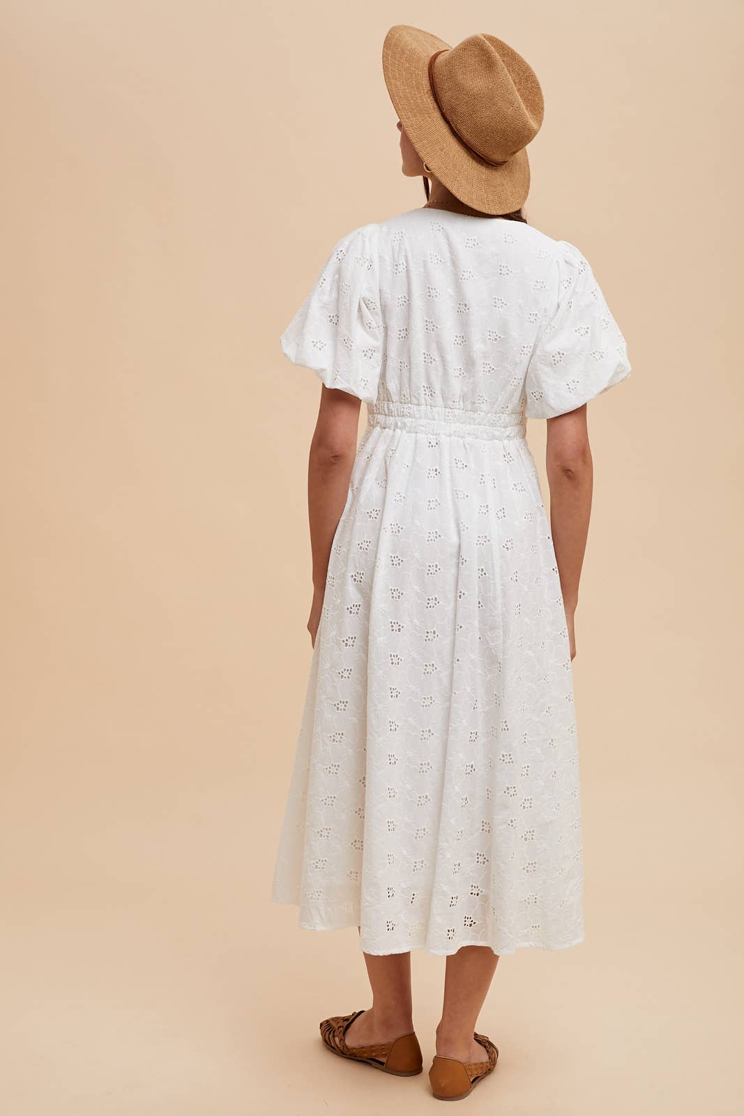 COTTON EYELET DRESS: JADE GREEN / ILD6297-1