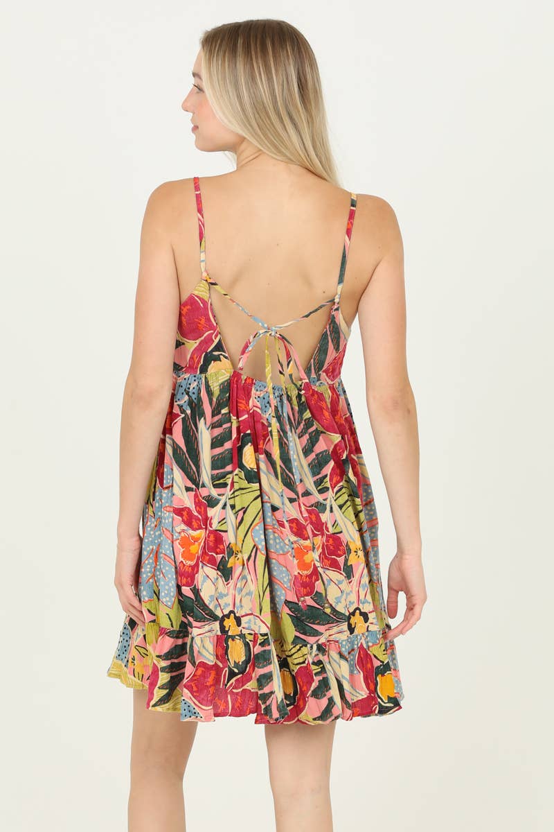 C4B03-A865 SUNDRESS WITH STRAPPY ADJUSTABLE STRAP BACK