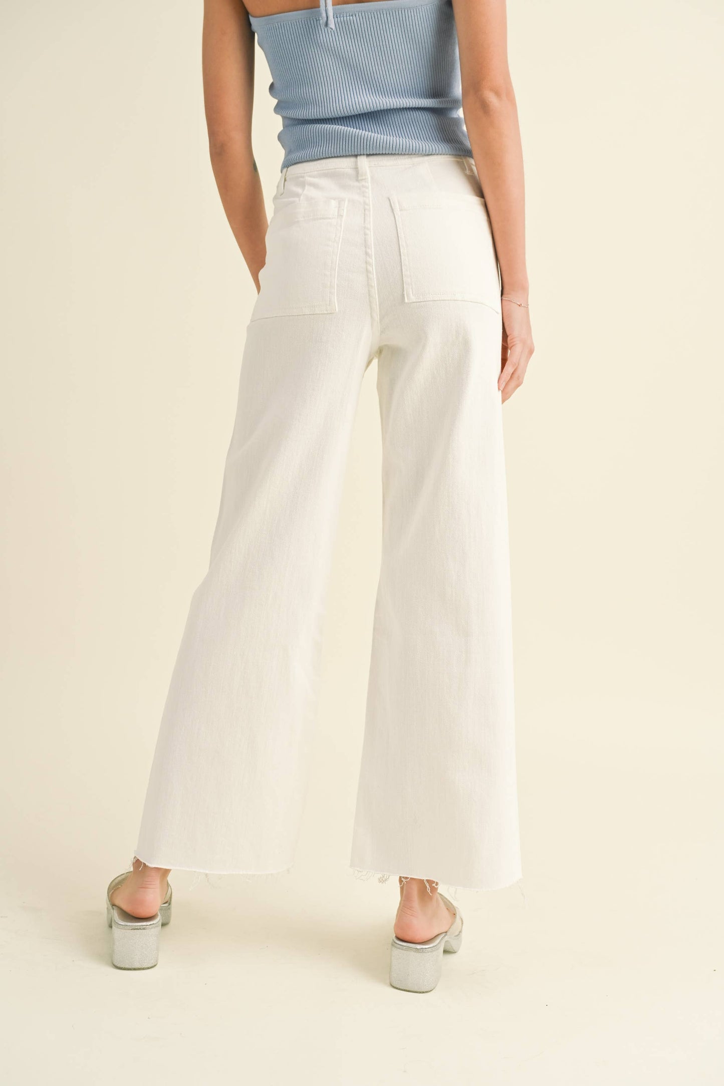 MMP623 STRAIGHT WIDE LEG DENIM PANTS: Brown