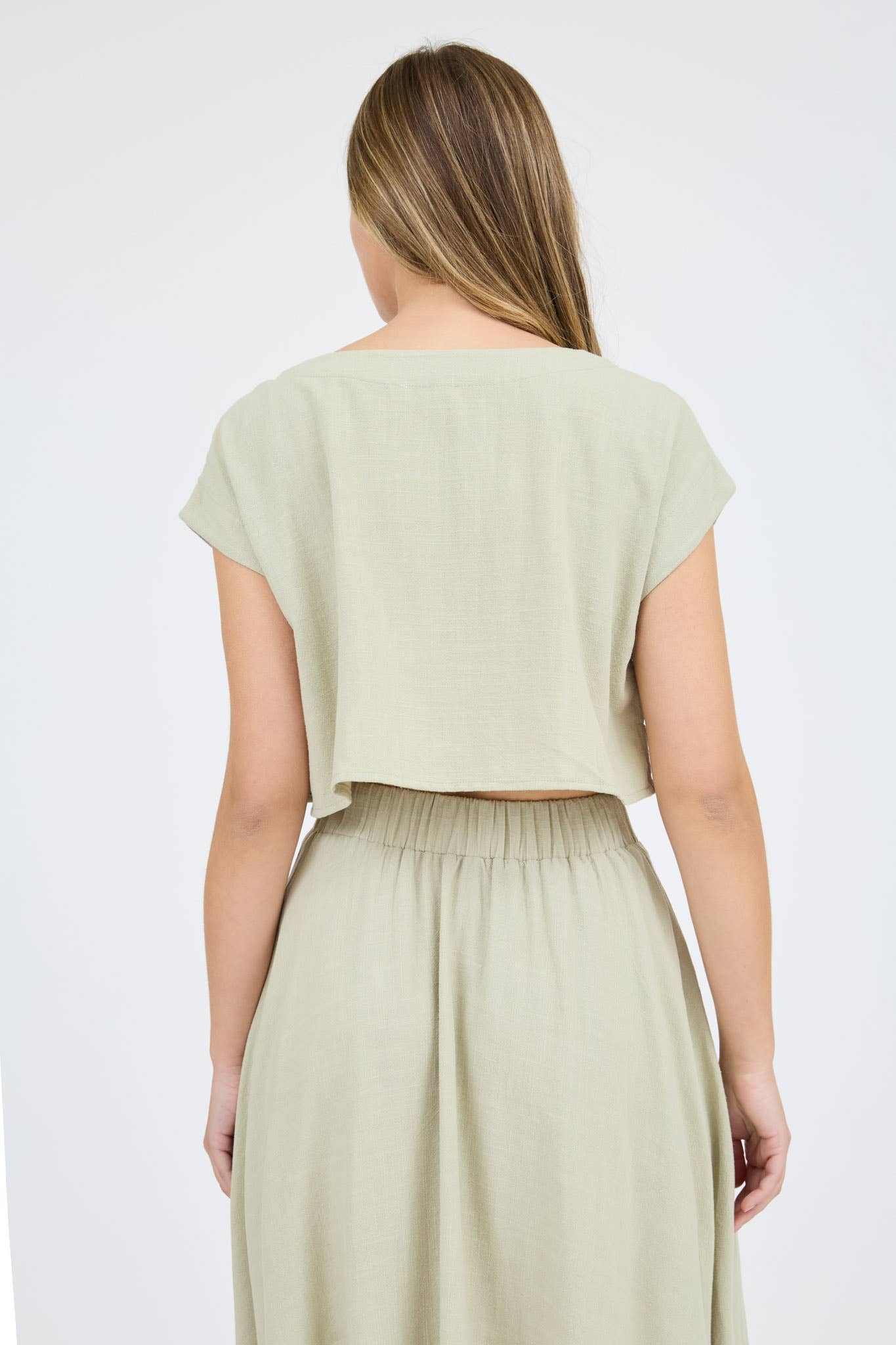 B5SX1033-T BOXY LINEN BLOUSE: LIGHT TAN
