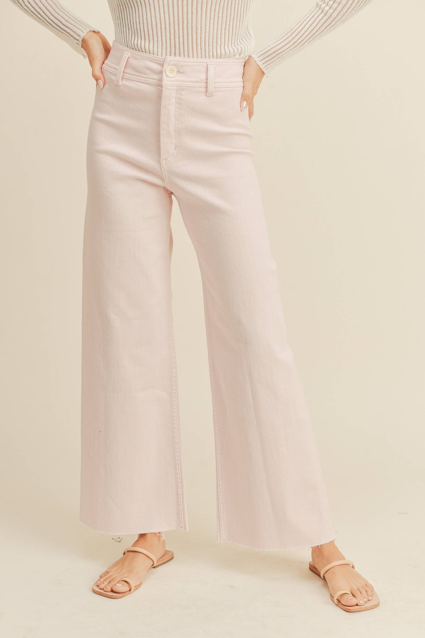 MMP623 STRAIGHT WIDE LEG DENIM PANTS: DENIM