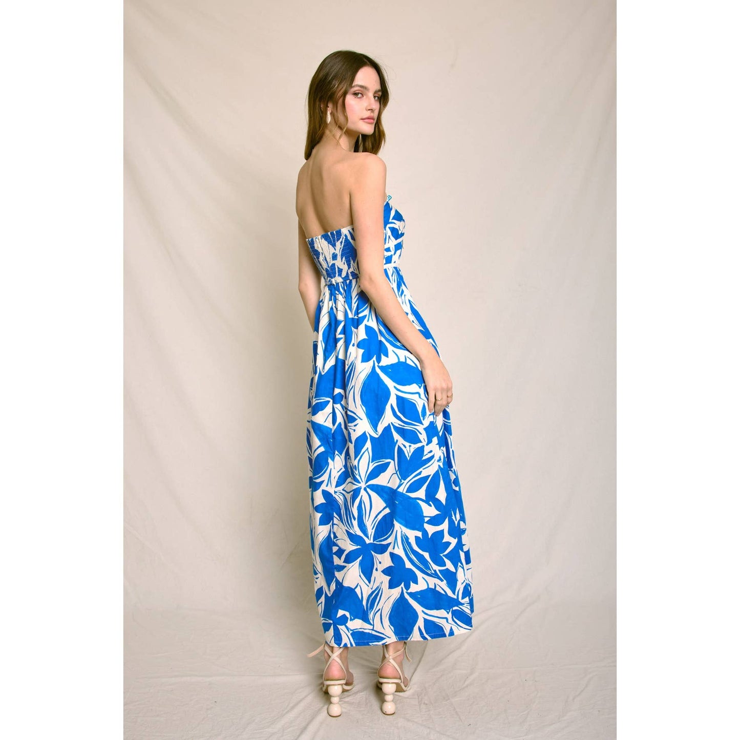 Mykonos Strapless Contrast Binding Maxi Dress: CAPRI BLUE / FD12745-P2065