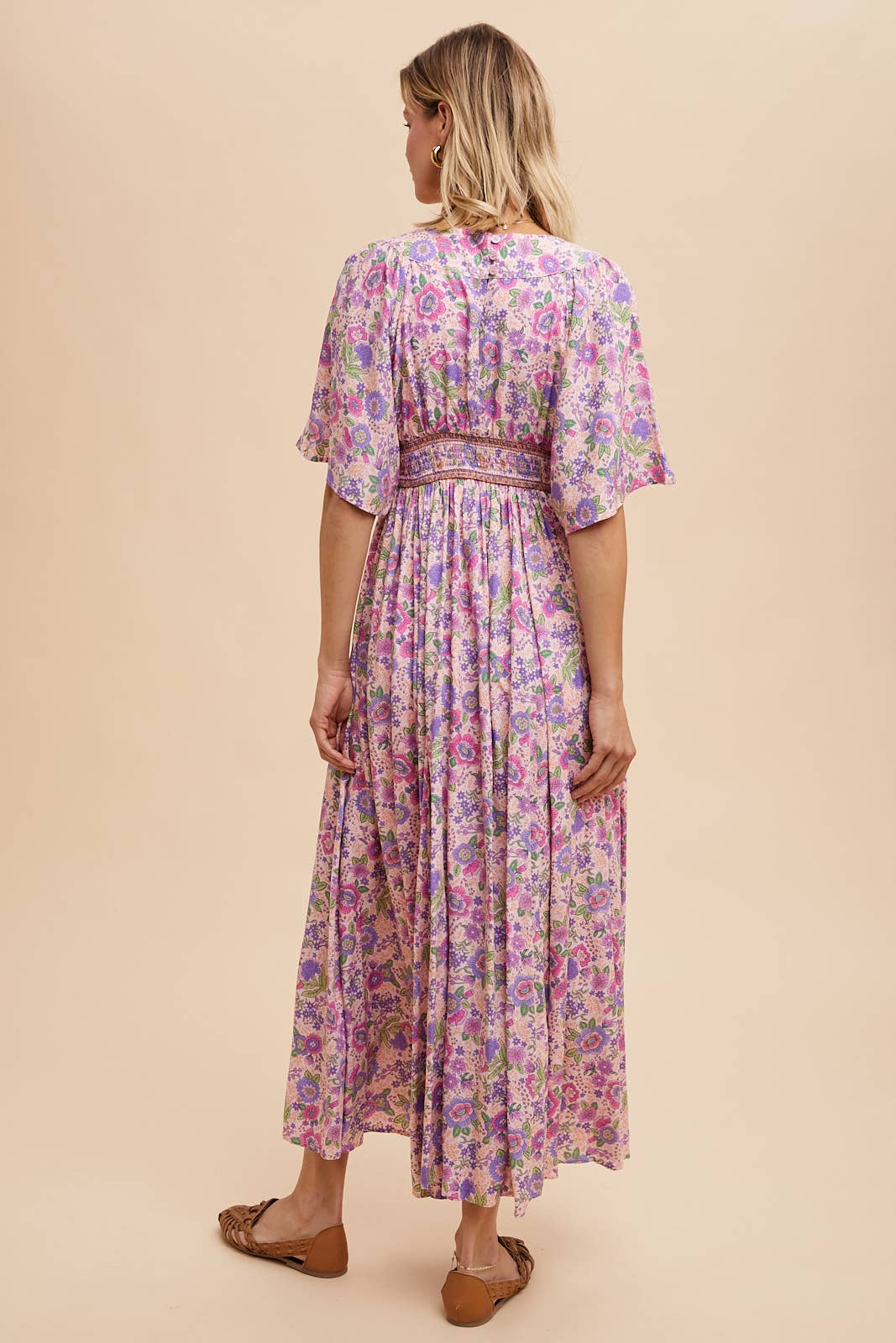 BORDER PRINT FLUTTER SLEEVE MAXI: MIDNIGHT / ILD5756
