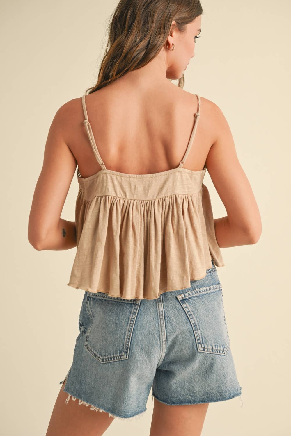 T4101 CROCHET CONTRASTED TANK TOP: CHARCOAL