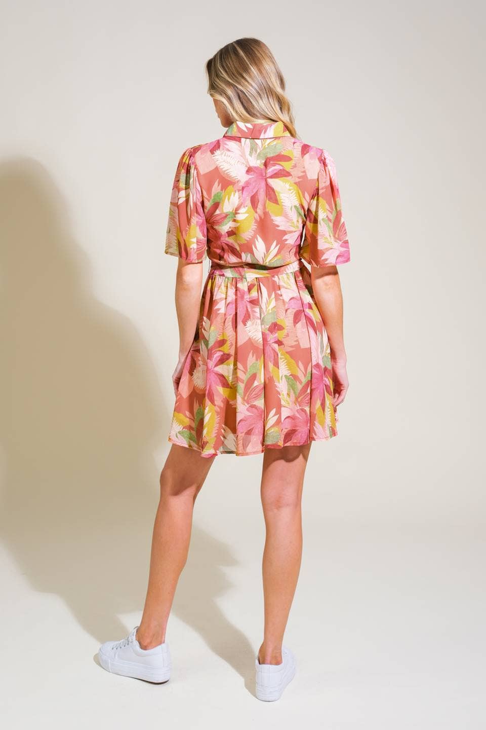 A printed woven mini dress - ID21351: Burgundy
