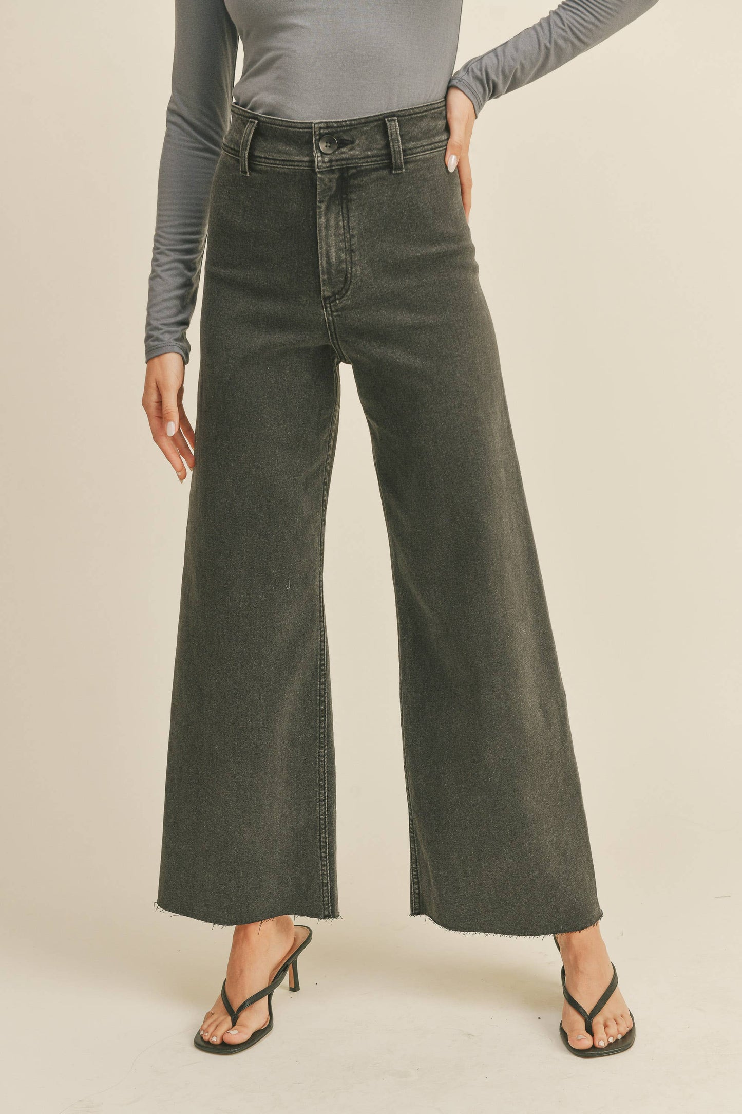 MMP623 STRAIGHT WIDE LEG DENIM PANTS: DENIM