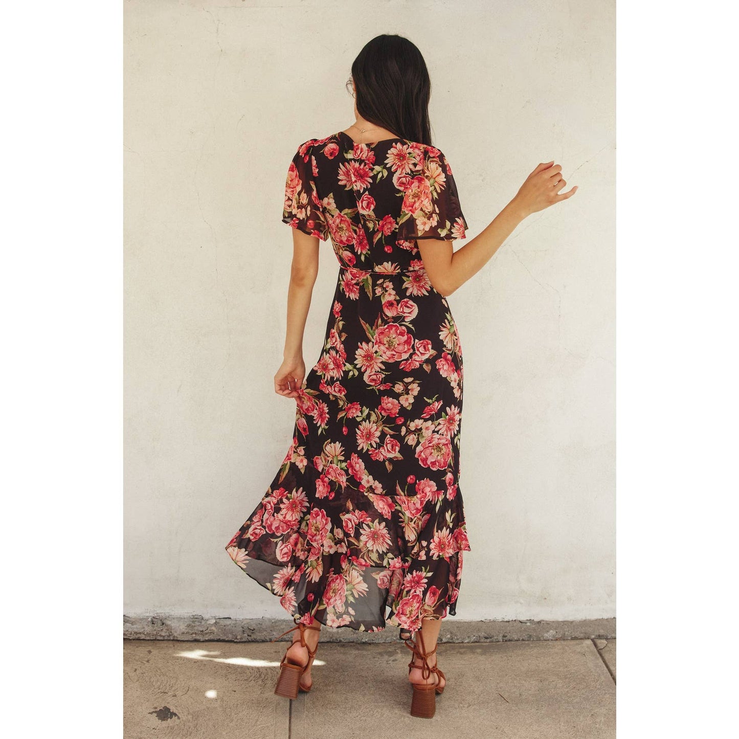 Dream Girl Double Ruffled Hem Wrap Dress: LILY FLORAL / FD10522-P1574_1