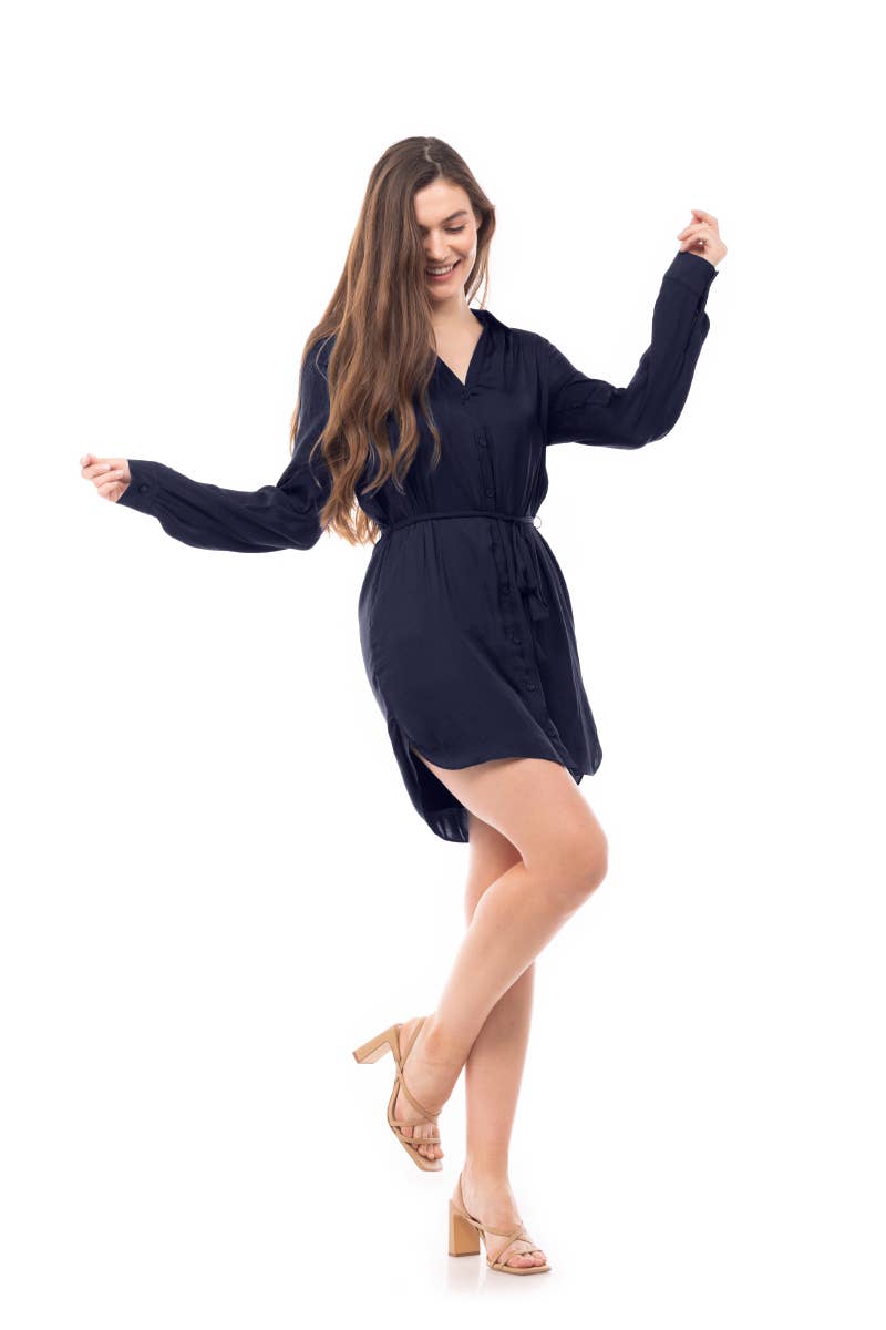 Long Sleeve Shirt Dress - RD117324: RAIN FOREST