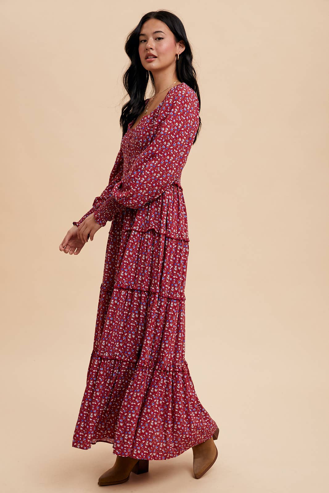 SWEETHEART FLORAL MAXI DRESS: SEPIA / ILD5932