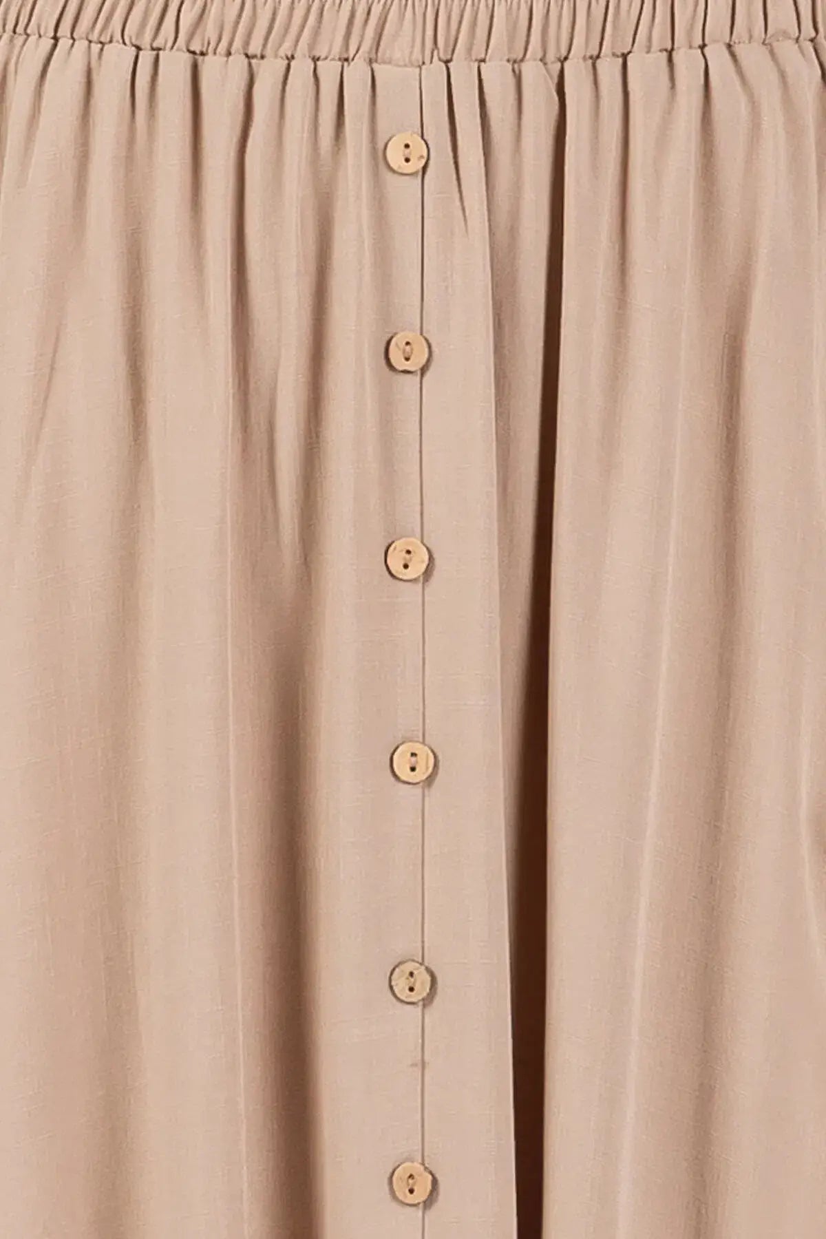 Solid Elastic Waist Midi Skirt - NS80162D: Dune