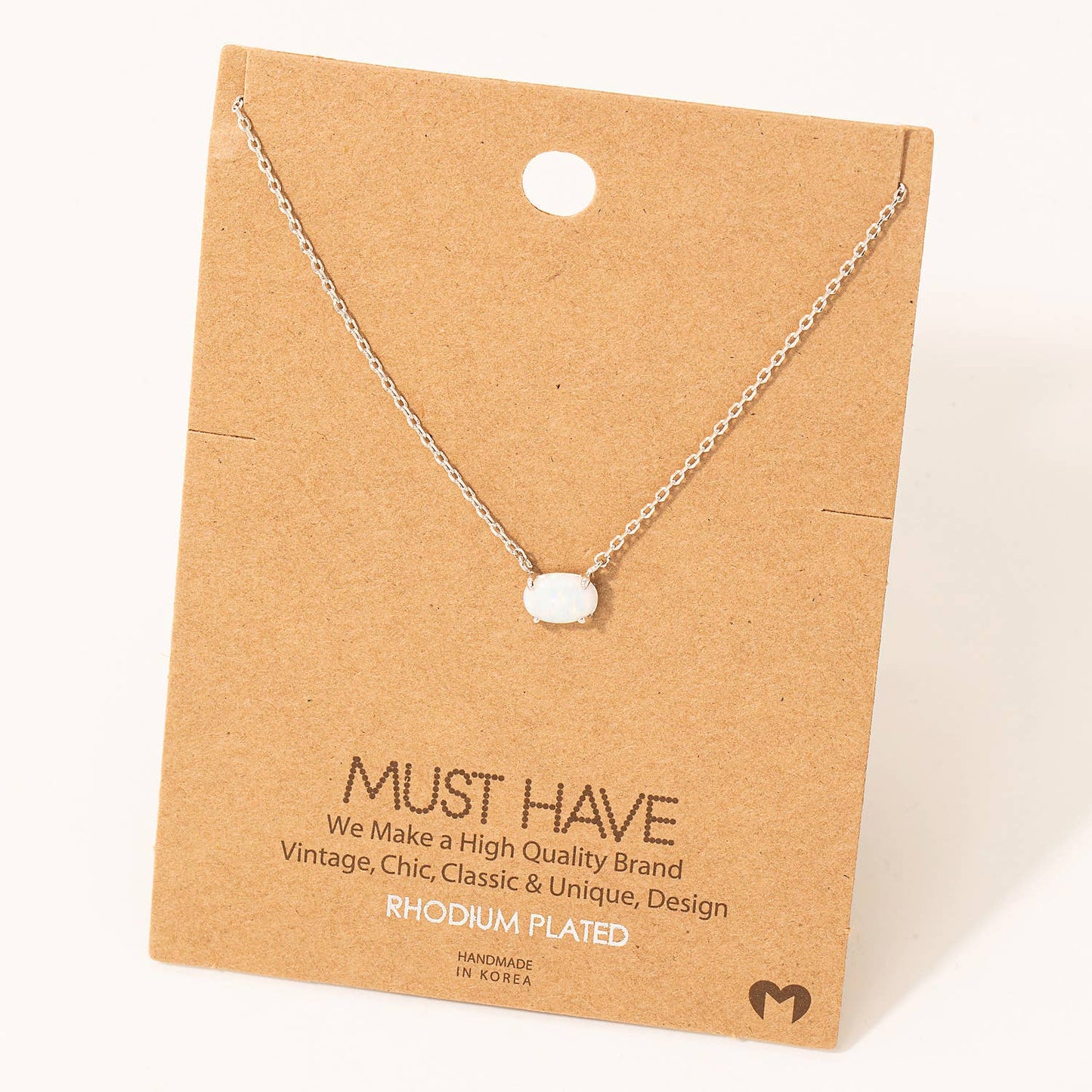 Dainty Opal Stone Pendant Necklace: G