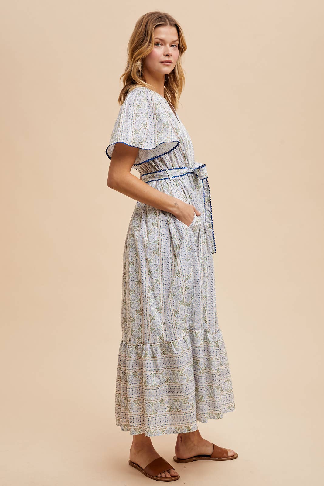 FLORAL FLUTTER SLEEVE MAXI: LEMONGRASS / ILD6141