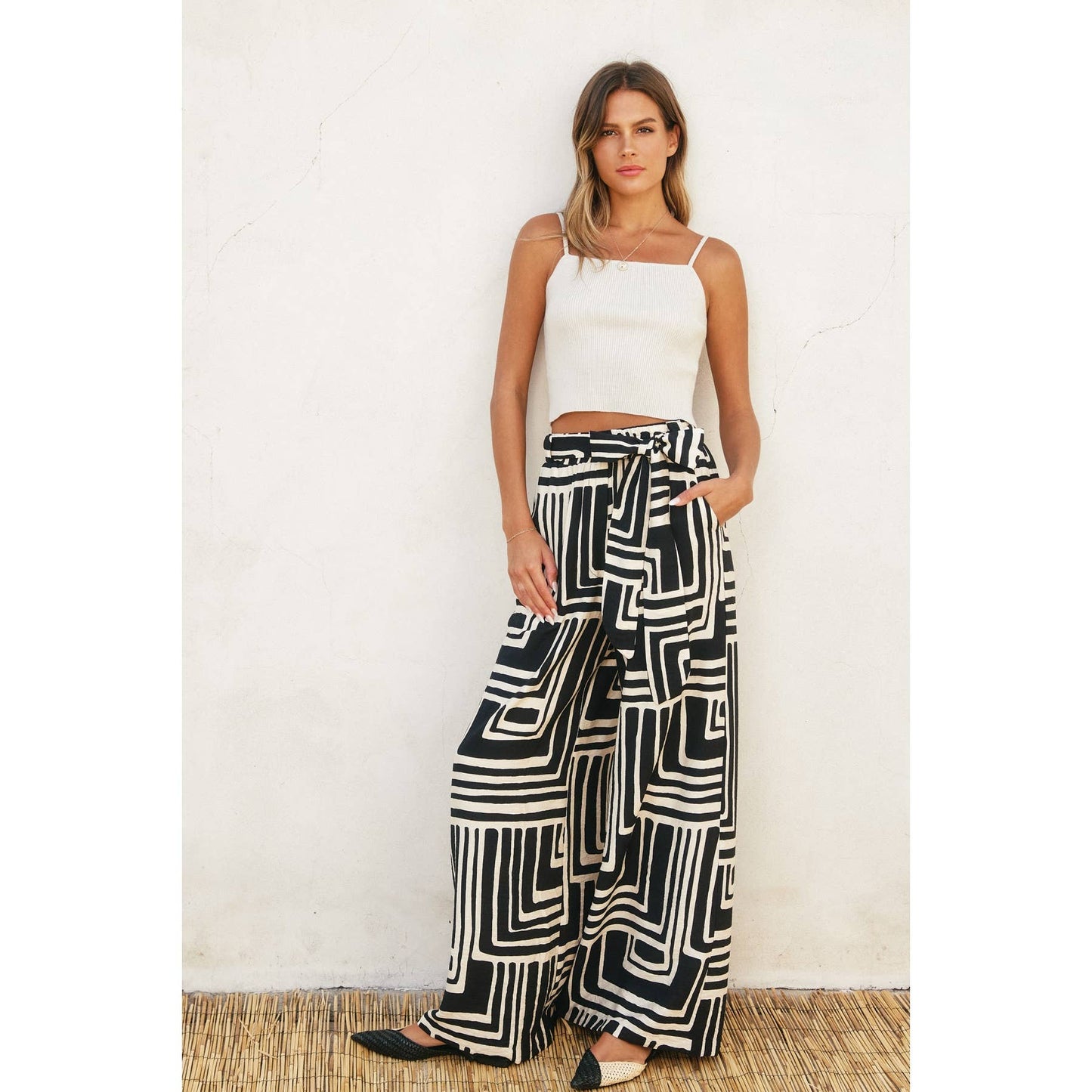 Runaway Looped Belt Pants: SAGE/CREAM / FP12080-CP440_5
