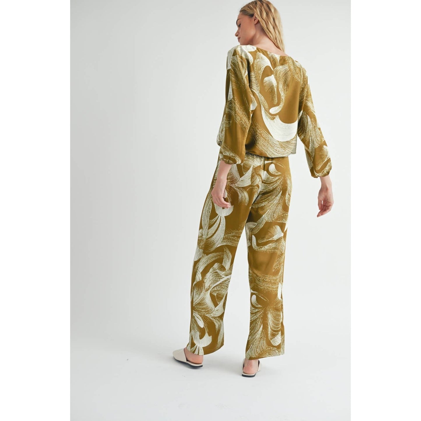 ABSTRACT PRINT PANTS: MOSS / FP67774