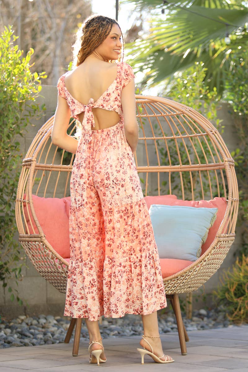 Q5Y47-FR22 V NECK WIDE LEG SHORT SLEEVE JUMPSUIT