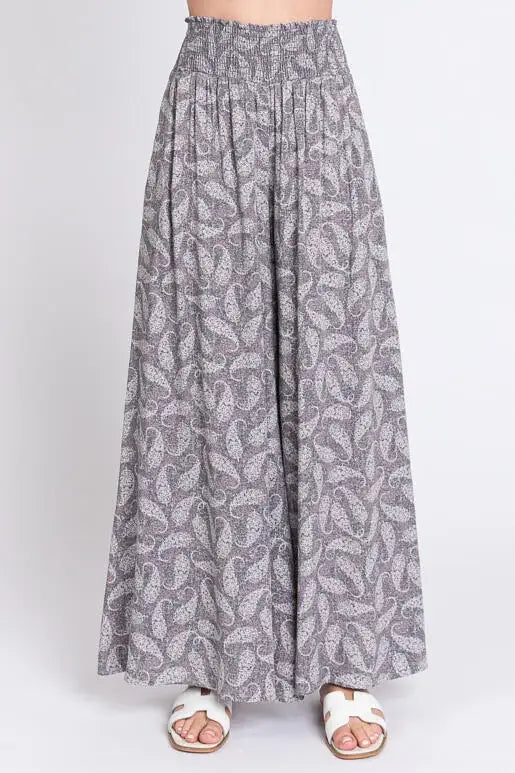 Print Wide Leg Pants - NP16530D8: Blue
