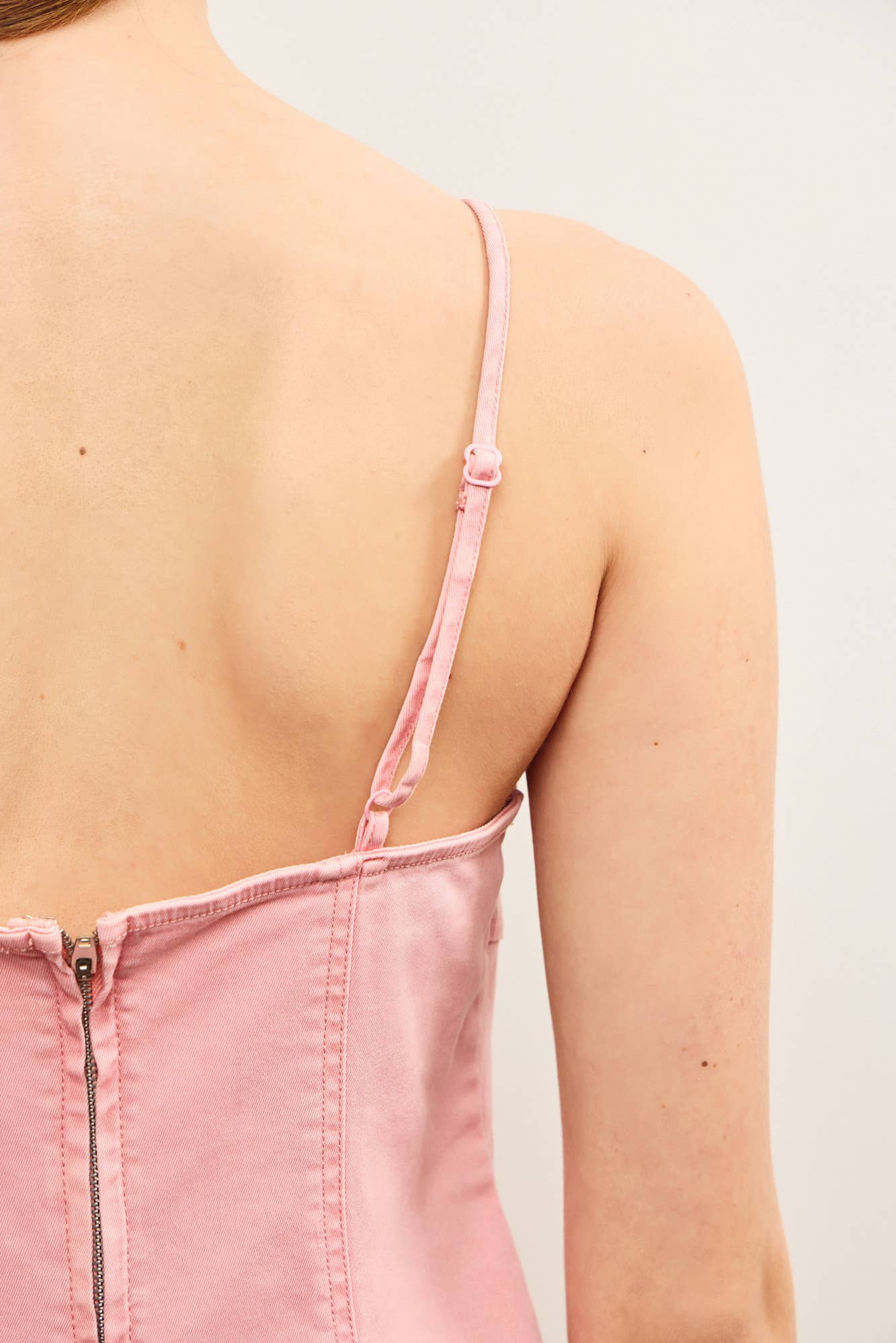 SWEETHEART NECK A LINE DENIM CAMI DRESS: White / DS0841