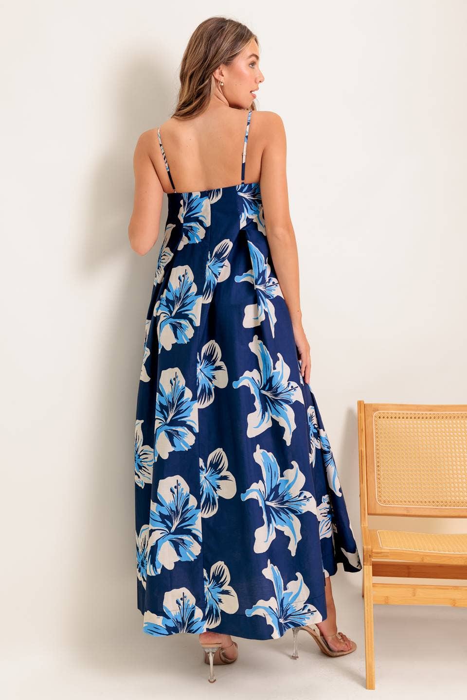 A printed woven maxi dress - ID22797: NAVY