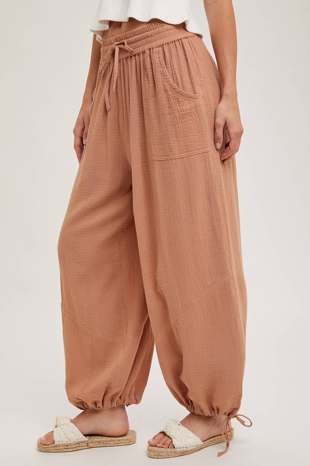 JOGGER HAREM DRAWSTRING PANTS: Black / B02090