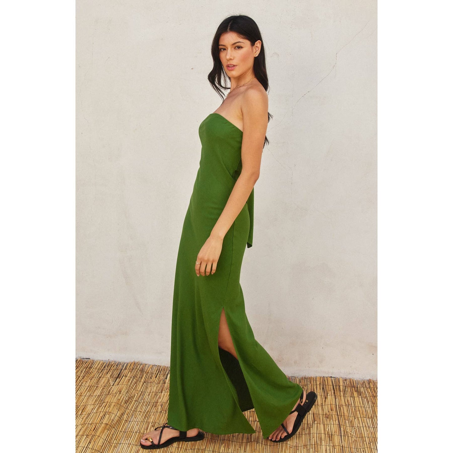 Heaven Sent Strapless Bias Cut Maxi Dress: IBIZA GREEN / FD11771A-P1465_1
