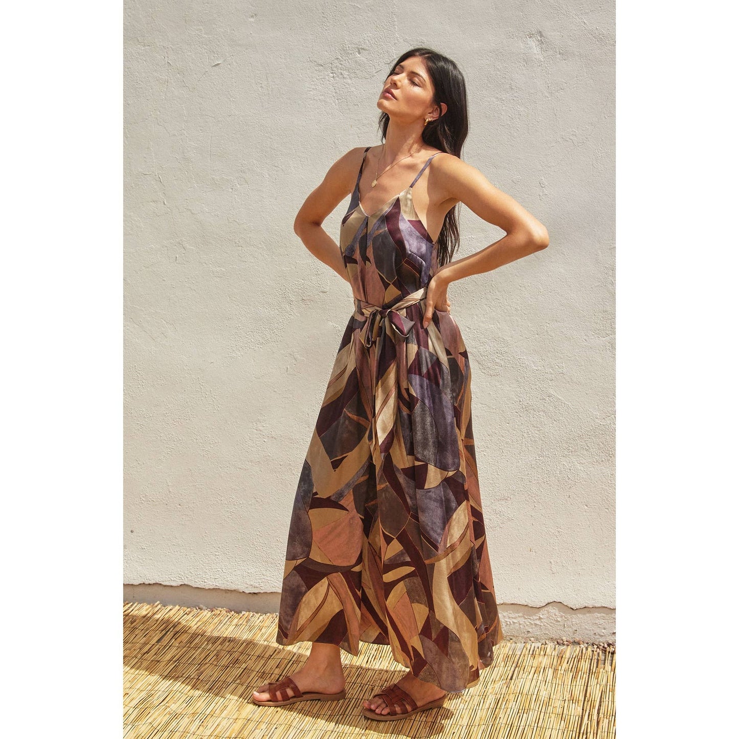 Notable Sensation Extra Flared Maxi Dress: UMBER MOSAIC / FD11448-P1818