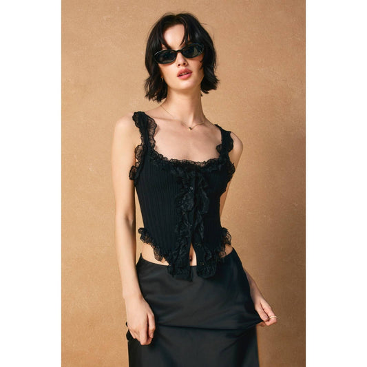 Snowwhite Lace Sleeveless Sweater: BLACK / FWT13013_1