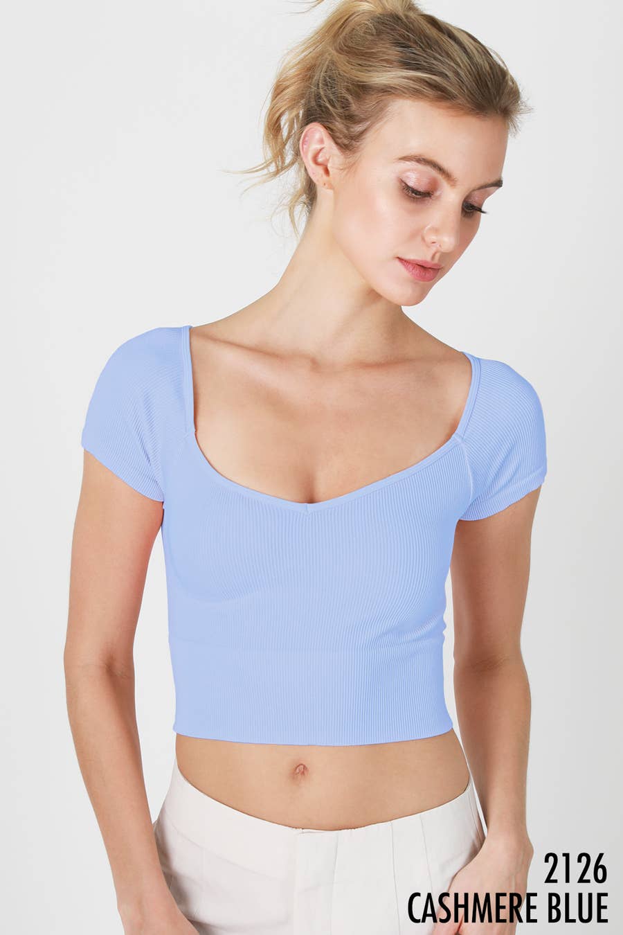 NS8207 - Cap Sleeve Ribbed Crop Top: 2160 Oak Moss
