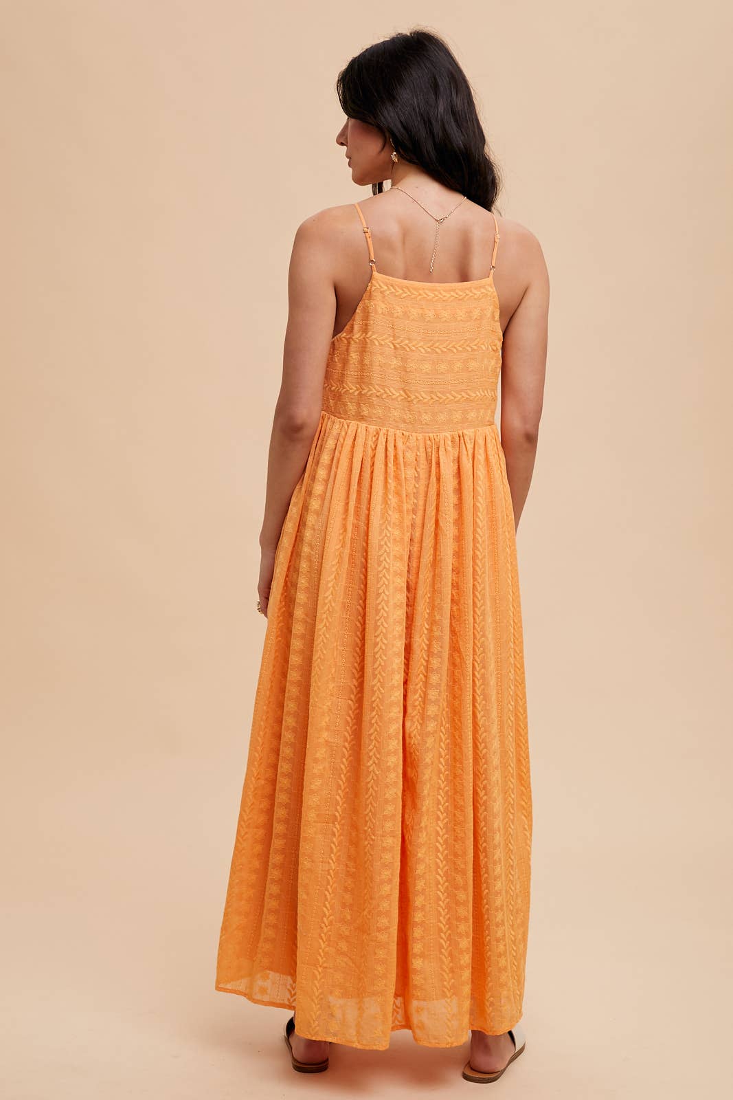 ALL OVER EMBROIDERED MAXI STRAP DRESS: FONDANT PINK / ILD5708