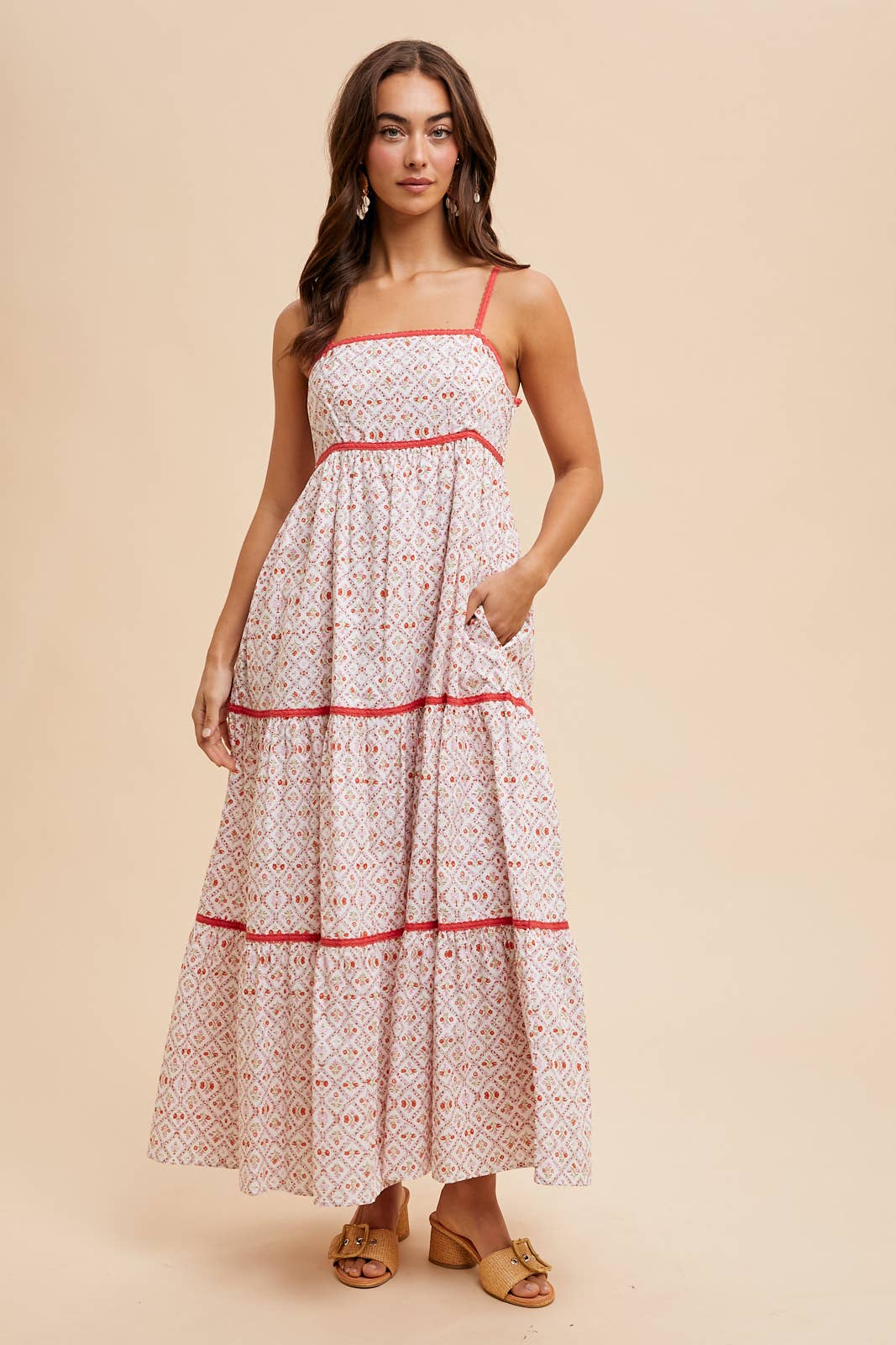 COTTON FLORAL MAXI DRESS: AZURE / ILD6152
