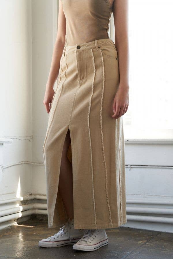 A solid woven twill skirt - FK1028: TAUPE / Contemporary / M